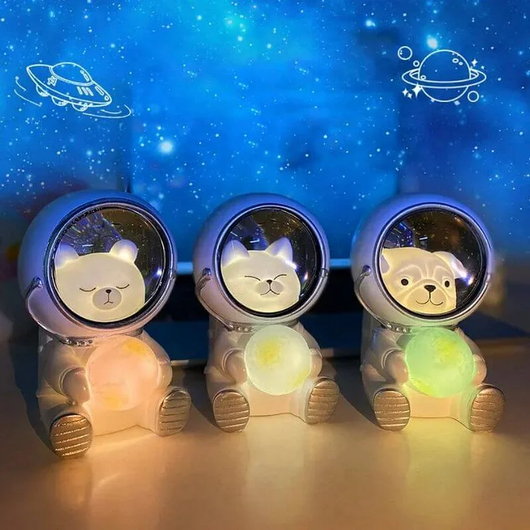 Creative Cute Resin Pet Astronaut Night Light