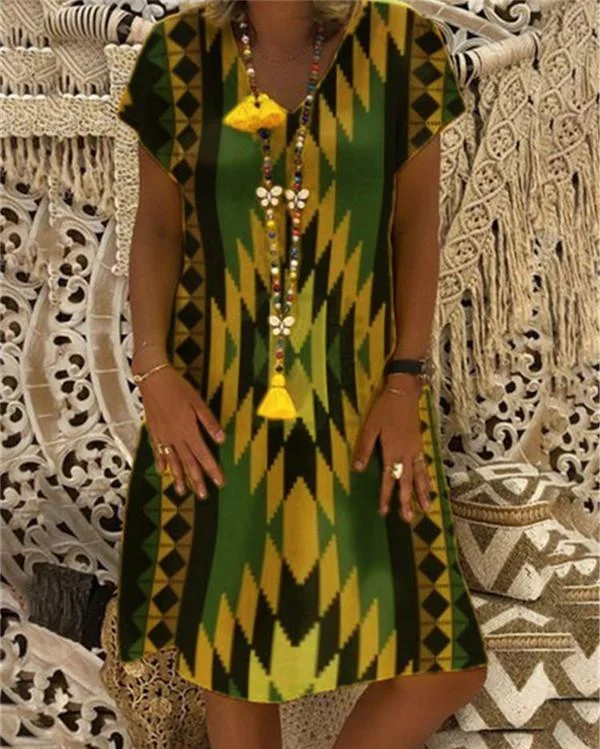 Irregular Printed Holiday Daily Fashion Mini Dresses