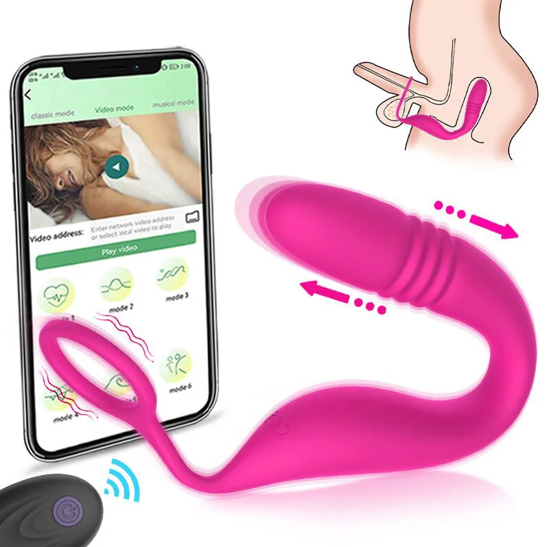 2-in-1 Thrusting Vibrating Prostate Massager With Cock Ring - Rose Toy
