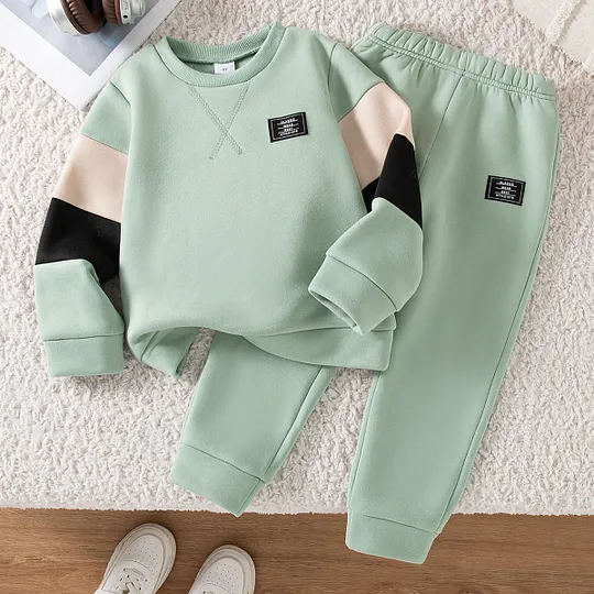 【2Y-7Y】Boys Casual Solid Hooded Jacket & Pants Set