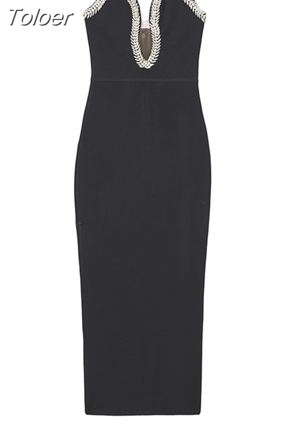 Toloer Beading Bandages Dress 2023 New Women Sexy Strapless Bodycon