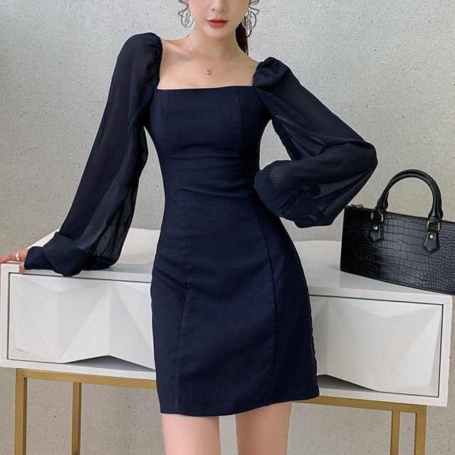 Bishop-Sleeve Mini Sheath Dress YP4392