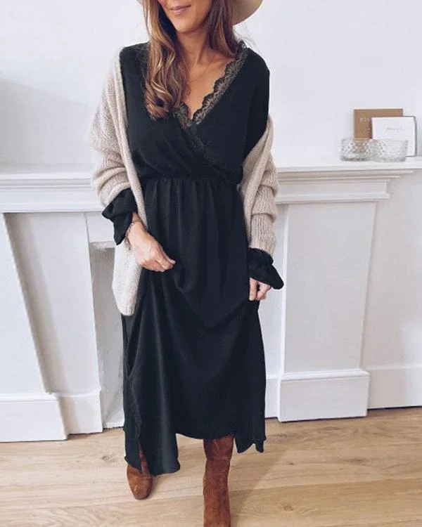 casual long sleeve solid colour elastic maxi dresses p357108