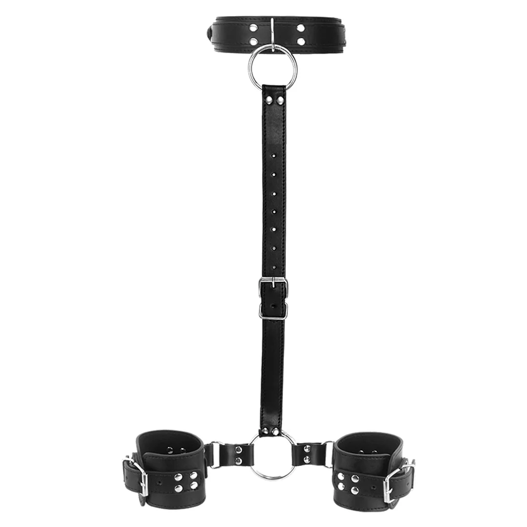 Sex Toys Collar & Cuffs, Neck to Wrists Restraint Set - Rose Toy