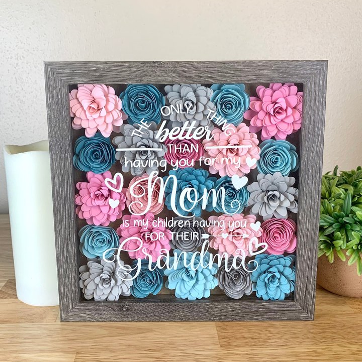 Vangogifts The Only Thing Better than Having You Mother's Day Gift, Mother's Day Flower Shadow Box, Grandma Gift, Paper Flowers