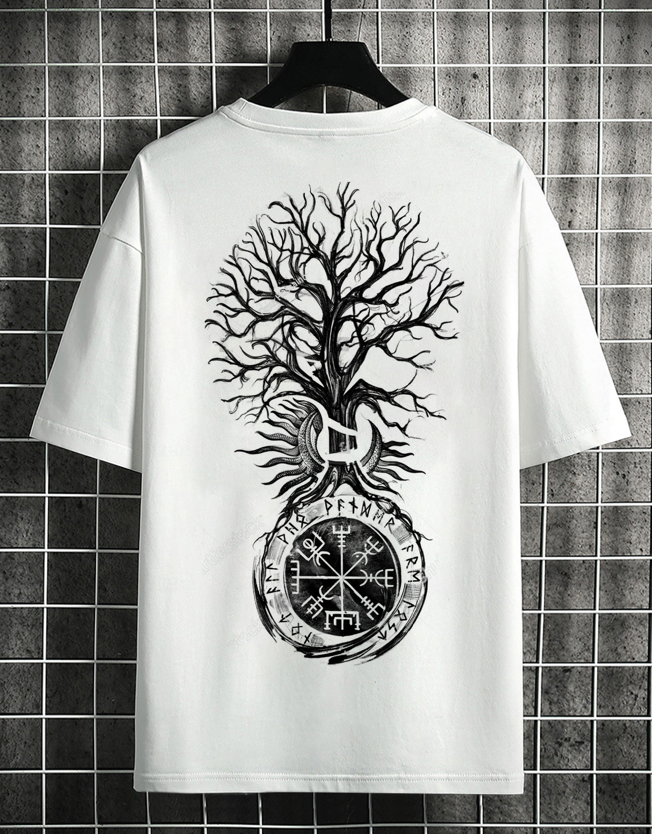 Vegvisir Viking Tree Traditional Vegvisir Historical Sun Stock Tshirt / TECHWEAR CLUB / Techwear