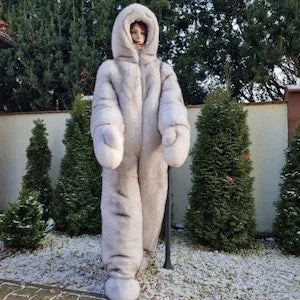 pornhint Pornhint Double side blue fox fur costume with Whole skins, fur jacket,luxury fur,unisex costume,fur sleeping bag,present, fetish, fur fetish,cosplay