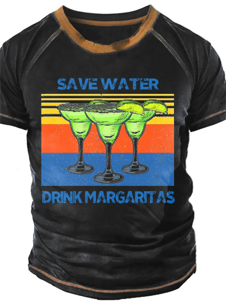 SAVE WATER 3D Digital Print Men's Crew Neck Plunge Short Sleeve T-Shirt S M L XL 2XL 3XL 4XL 5XL-JRSEE