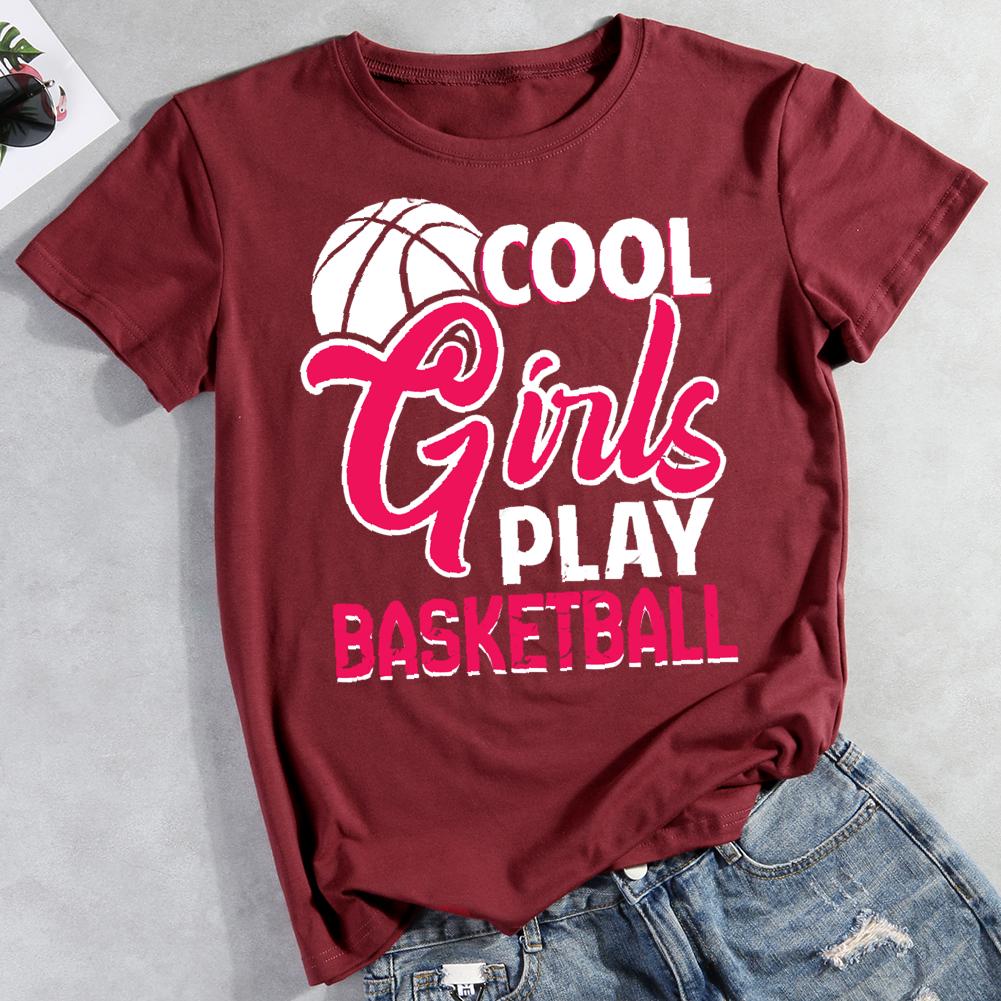cool girl play basketball Round Neck T-shirt-0021867-Guru-buzz