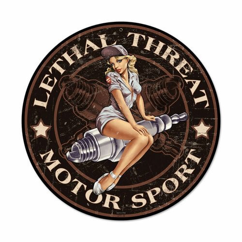 Pin Up girl- Round Shape Tin Signs/Wooden Signs - 30*30CM