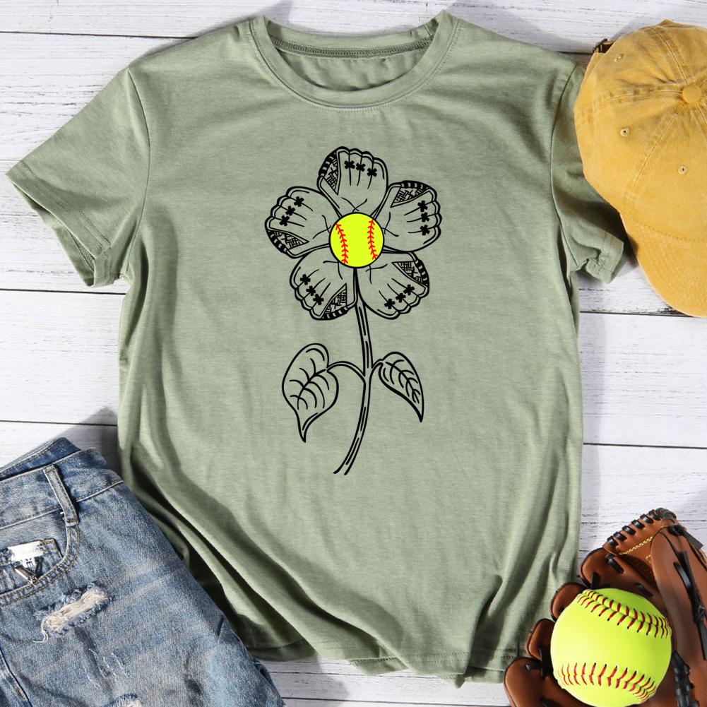 Softball player Round Neck T-shirt-0025067-Guru-buzz