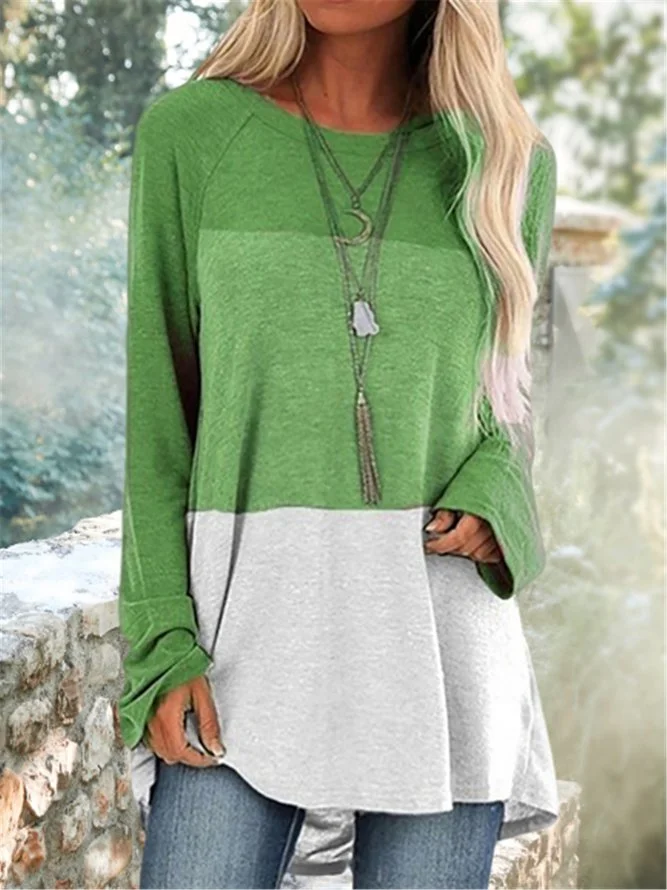 Color-Block Long Sleeve Shirts Zaesvini