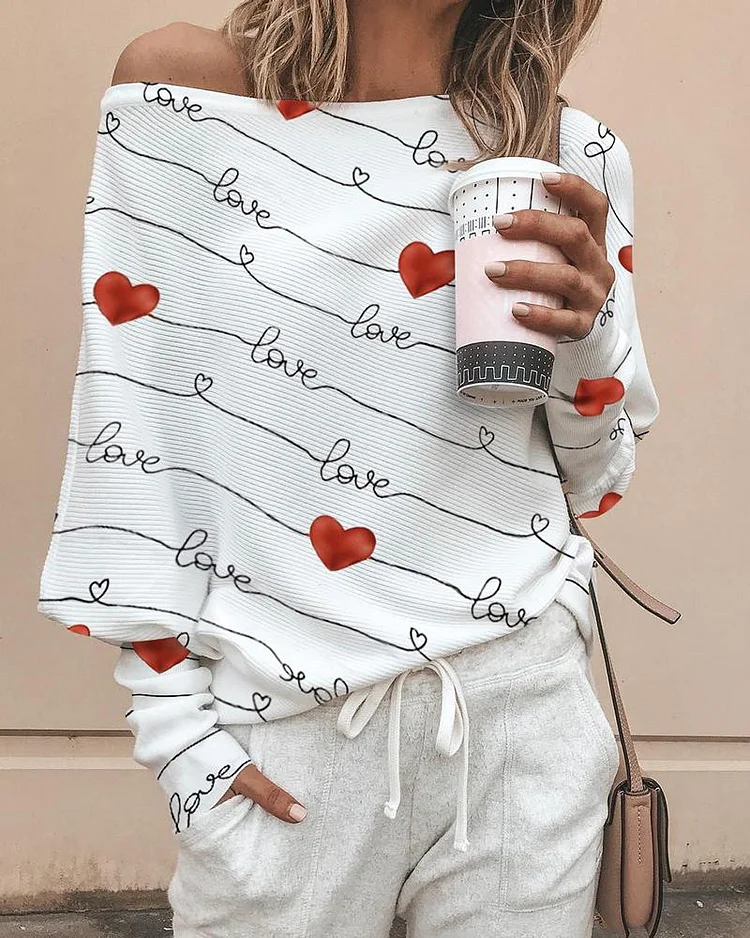 Valentine's Day Heart Letter Print Top P16158