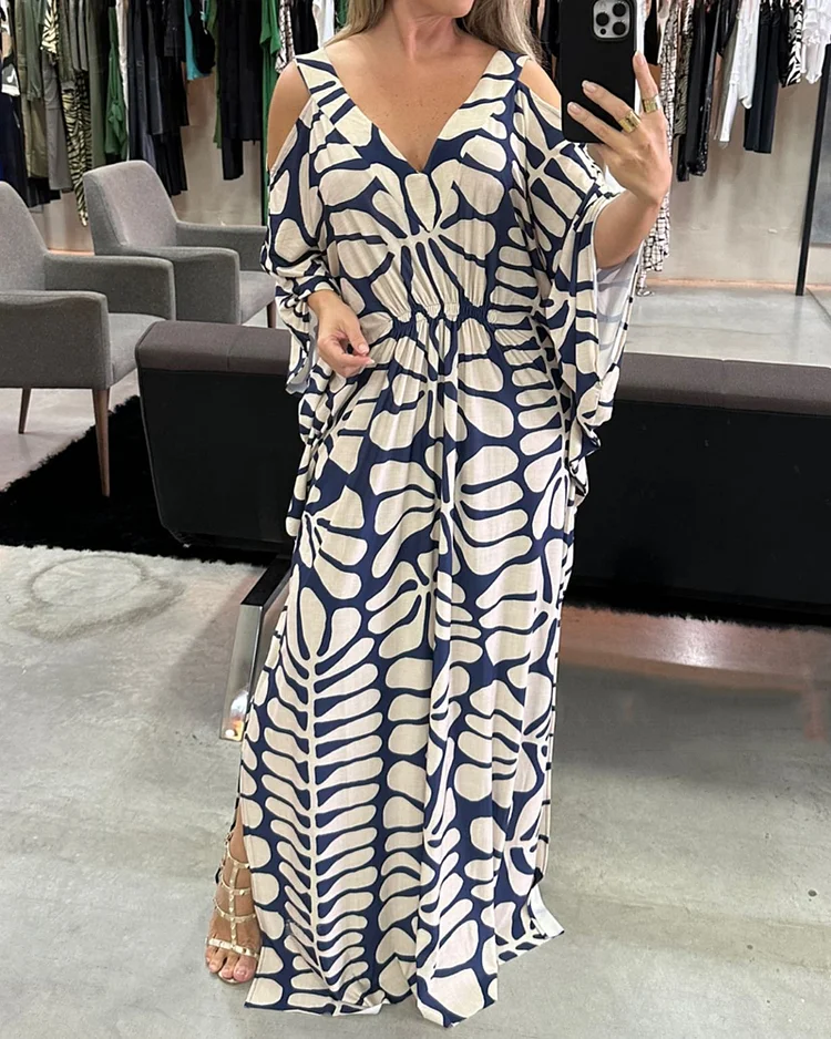 Casual V-Neck Printed Dress