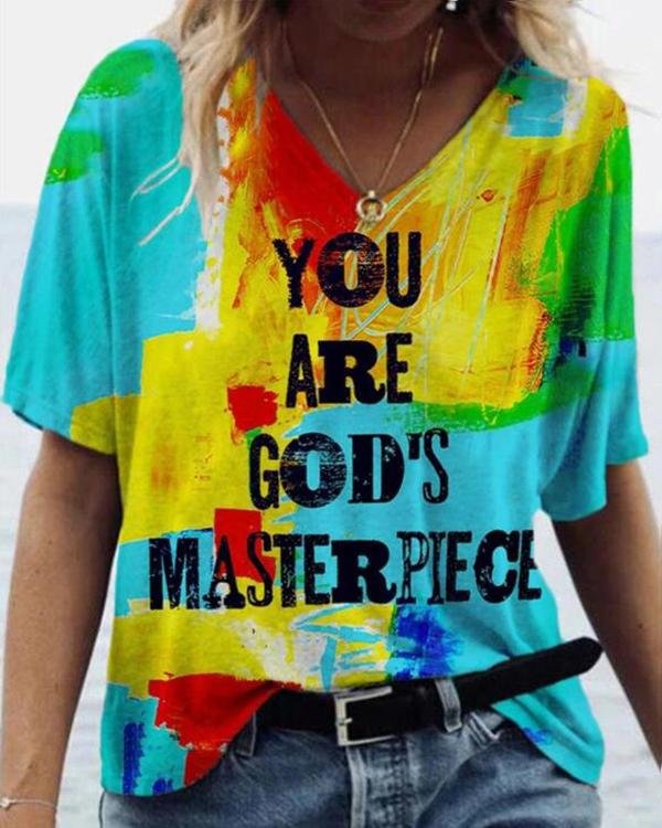 Graffiti Letter Print Short Sleeve T-shirt