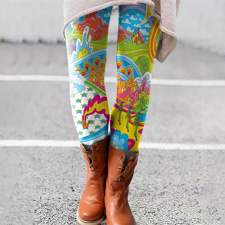 Hippie Contrast Print Leggings