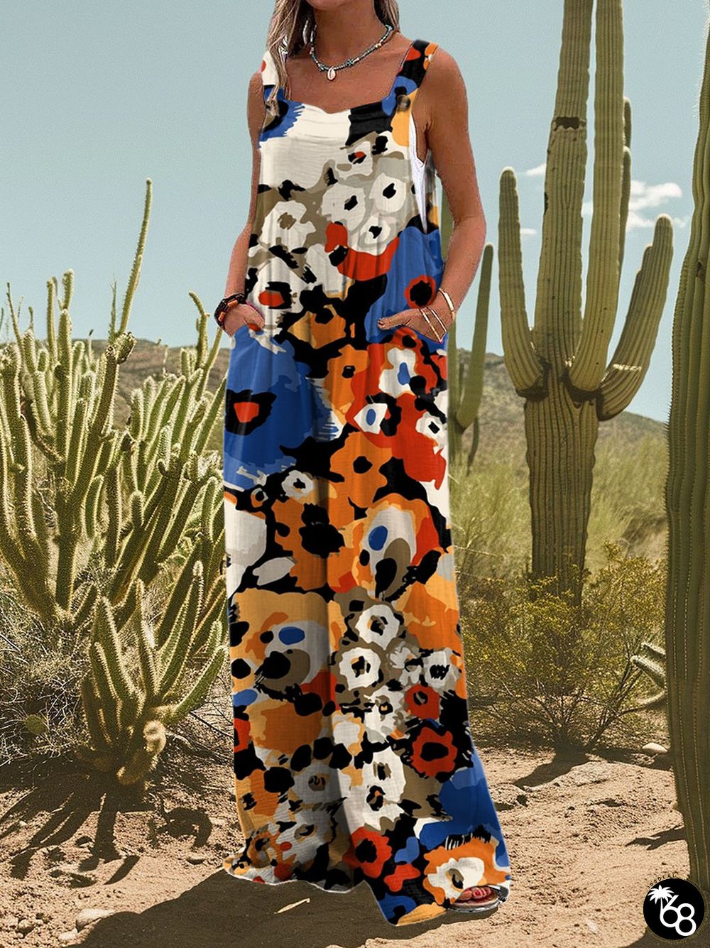 Women's Vintage Leopard Print Wide Leg Jumpsuit | 168DEAL