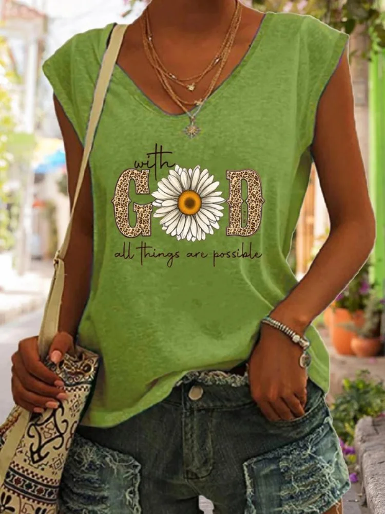 All Things Are Possible Daisy Print Tank Top
