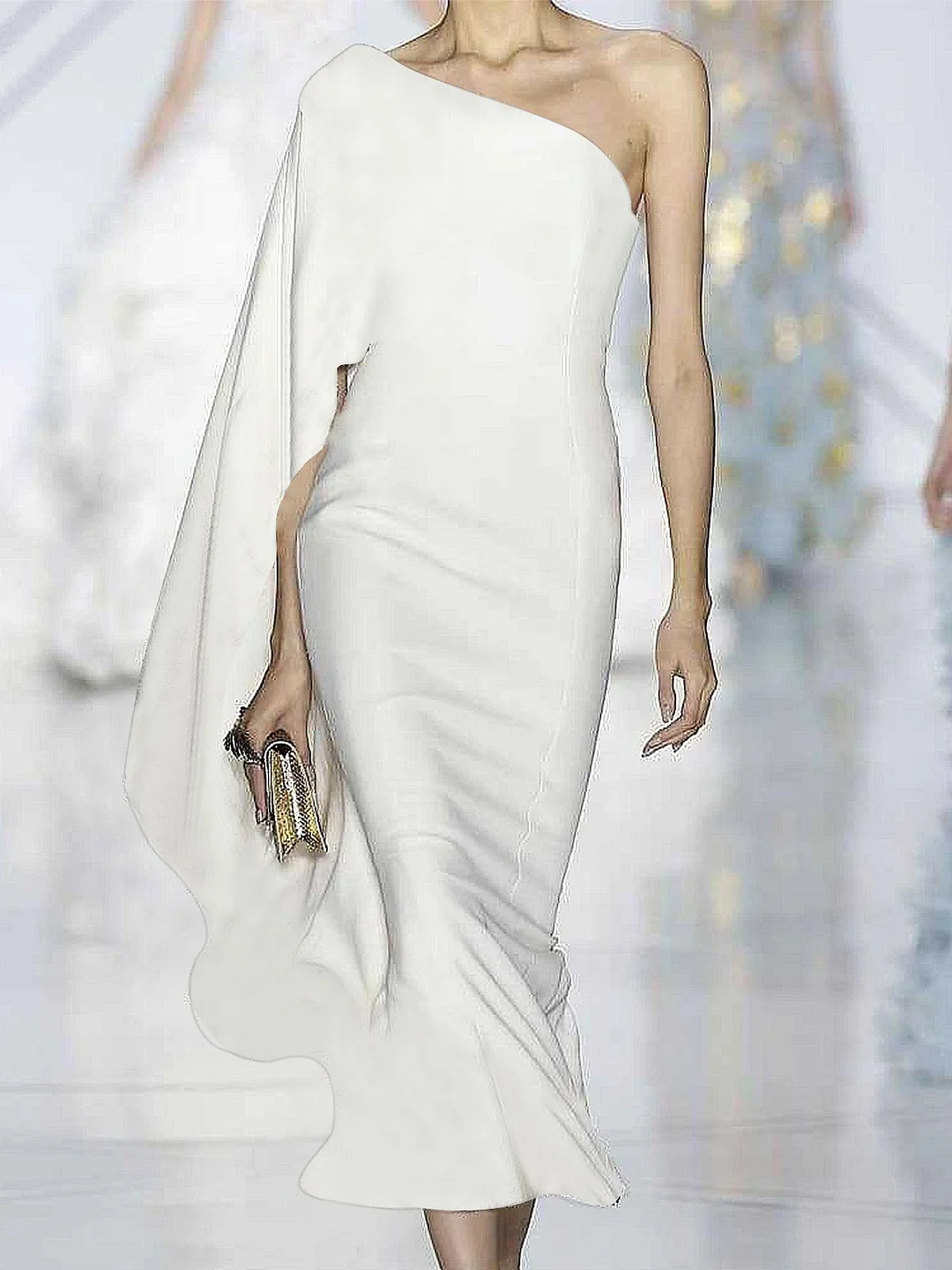 One Shoulder White Asymmetrical Evening Elegant Asymmetric Dress