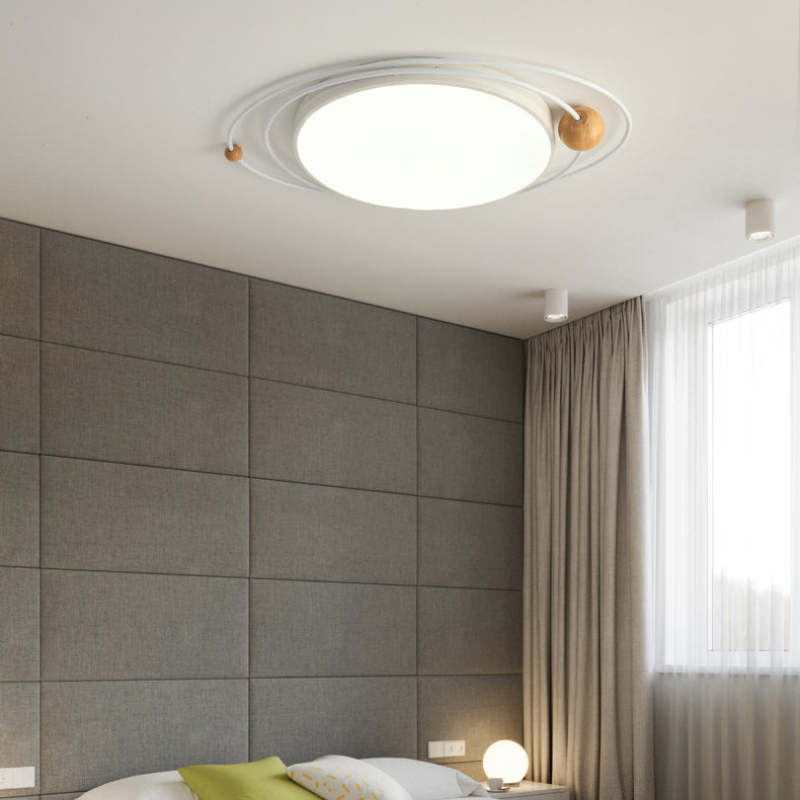 Quinn Modern Ceiling Light LED Metal Wood Living Room