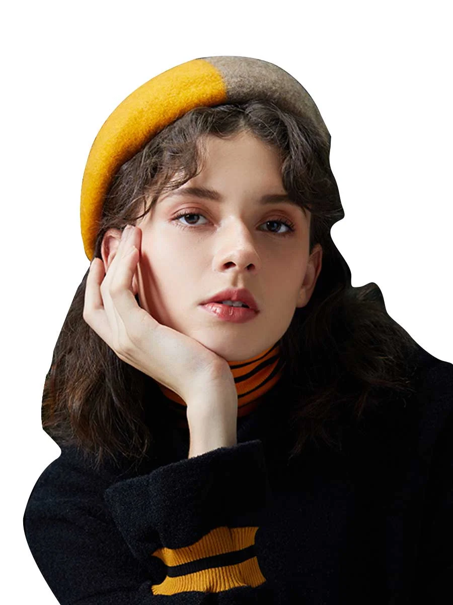 Painter Hat Lady Two-Tone Wool Beret