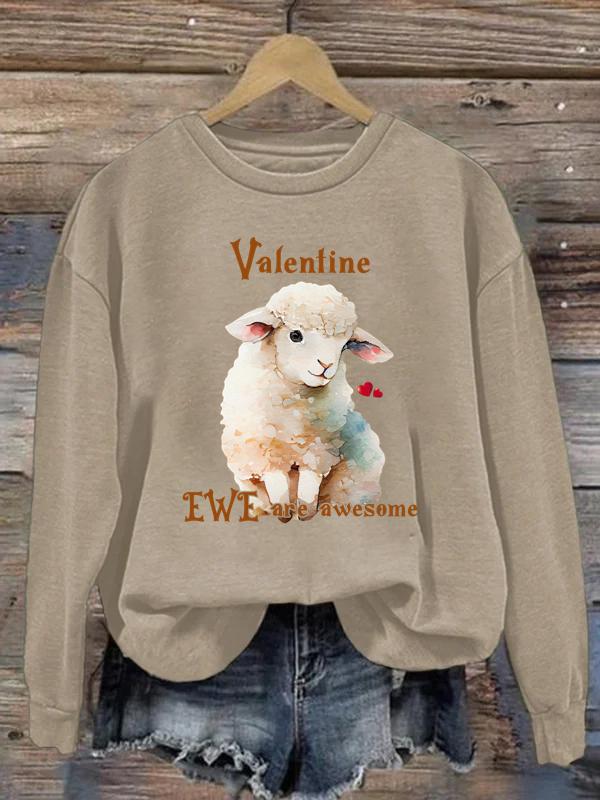 Valentine Ewe are awesome Crew Neck Sweatshirt-0024875-Guru-buzz