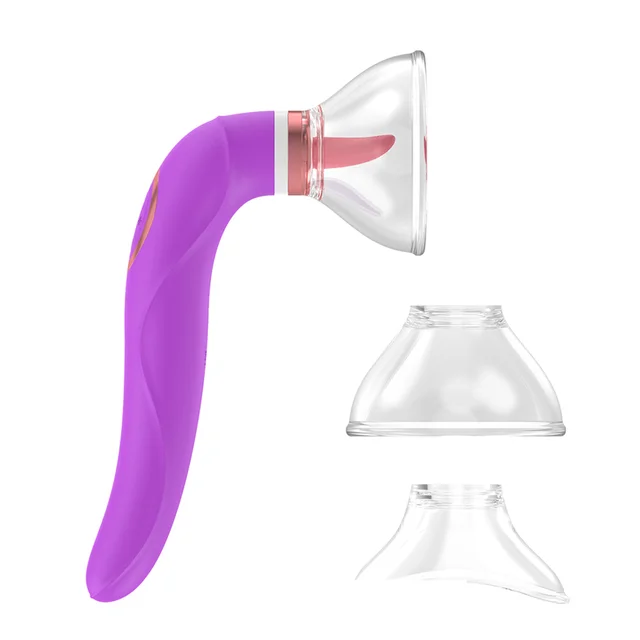 Suction Tongue Licking Nipple Clitoris Stimulator Vibrator Pussy Pump - Rose Toy