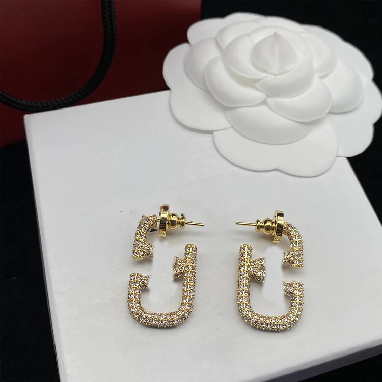 Lnga Landgre Time Simplicity Letter Geometry Retro Diamond Earrings Light Luxury Versatile Earrings_ ecoleips_old