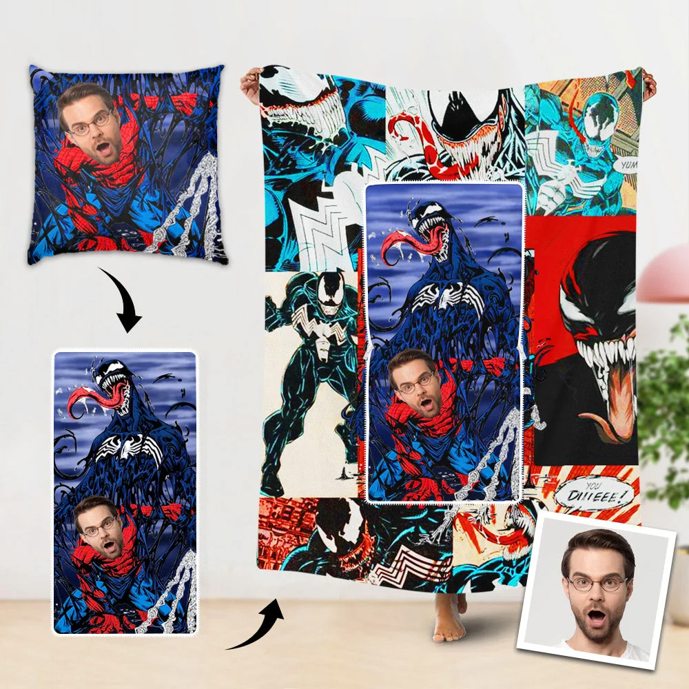 Custom Travel Blanket Personalized Venom Pillow Blanket