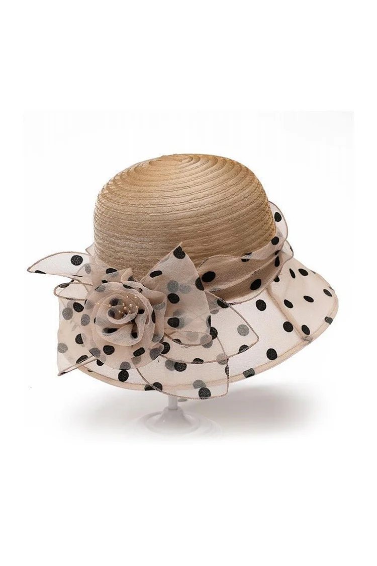 1950s Khaki Party Organza Flower Polka Dot Fisherman Hats