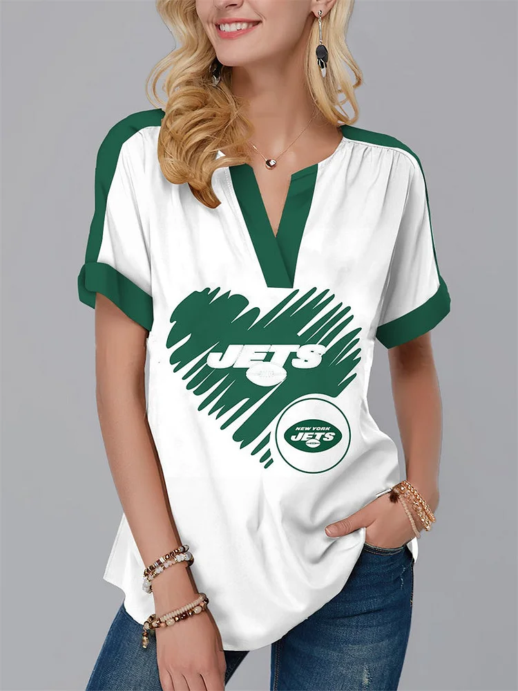 New York Jets
Fashion Short Sleeve V-Neck Shirt
