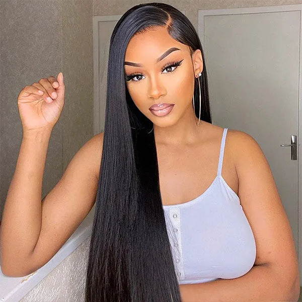 13x4 Straight Lace Front Wig HD Transparent Lace Wig Long Straight Human Hair
