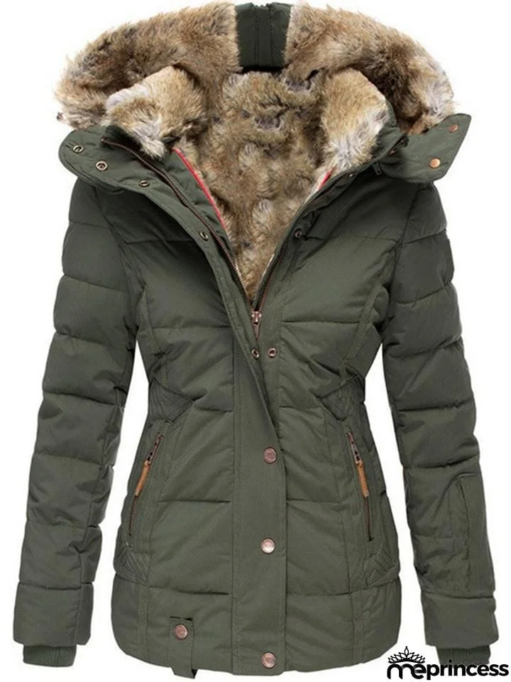 Women's Winter Ultra Warm Fur Thicken Coat With Hood