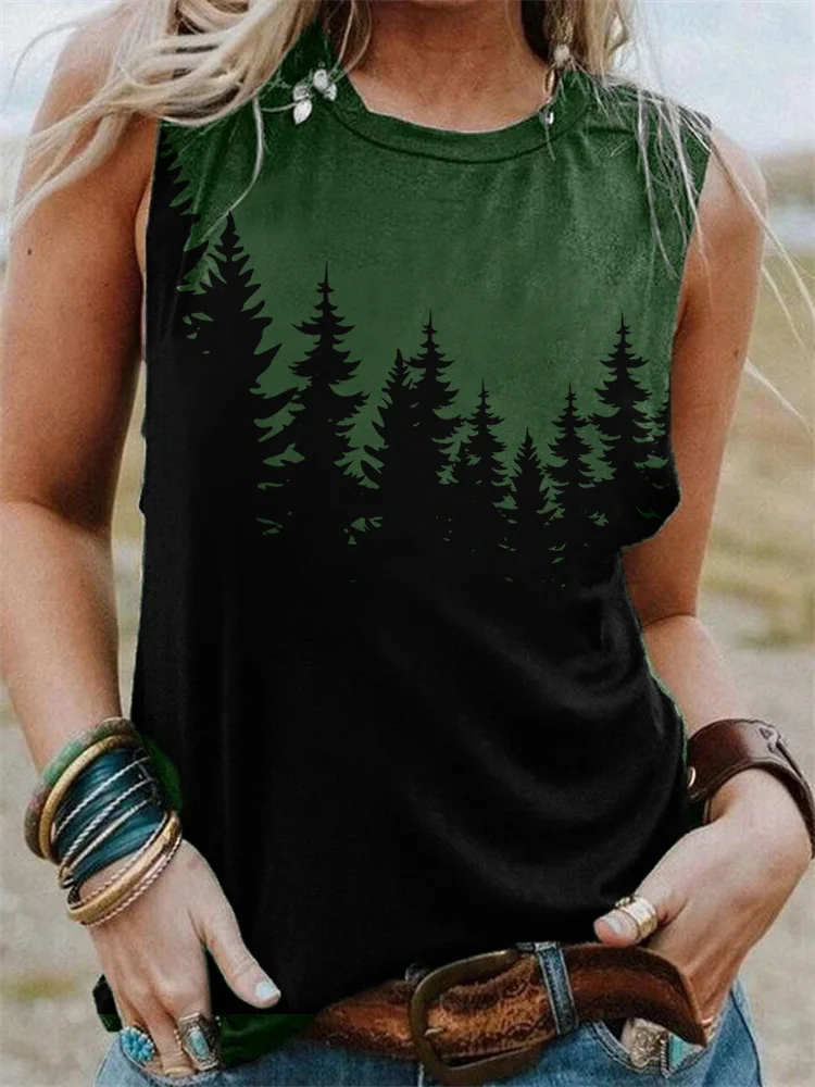 Dark Forest Contrast Color Tank Top