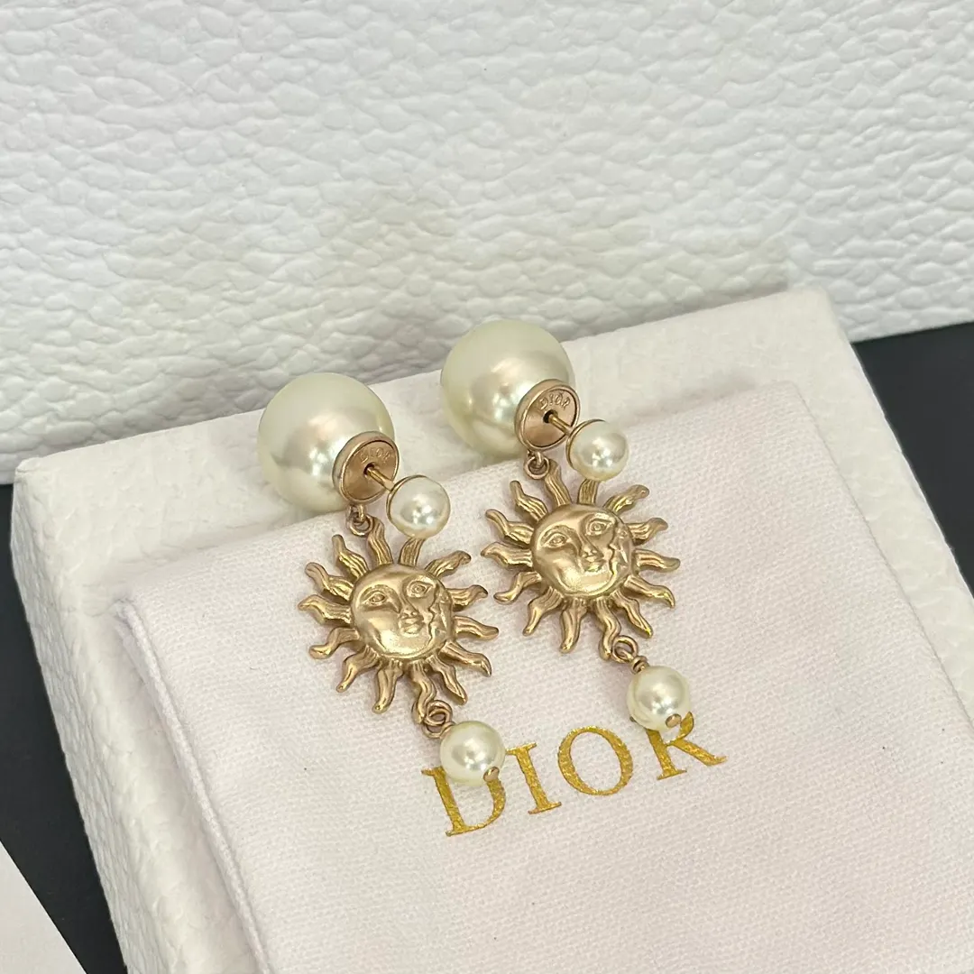Dior Sun Face Pearl Earrings