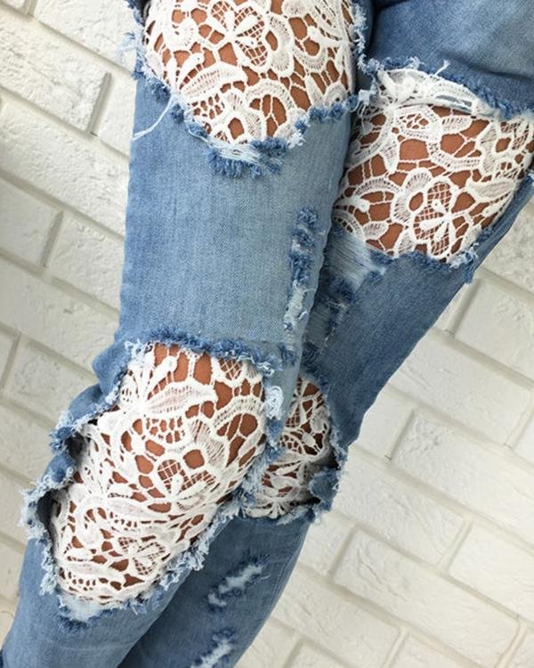 holes lace casual jeans p419594