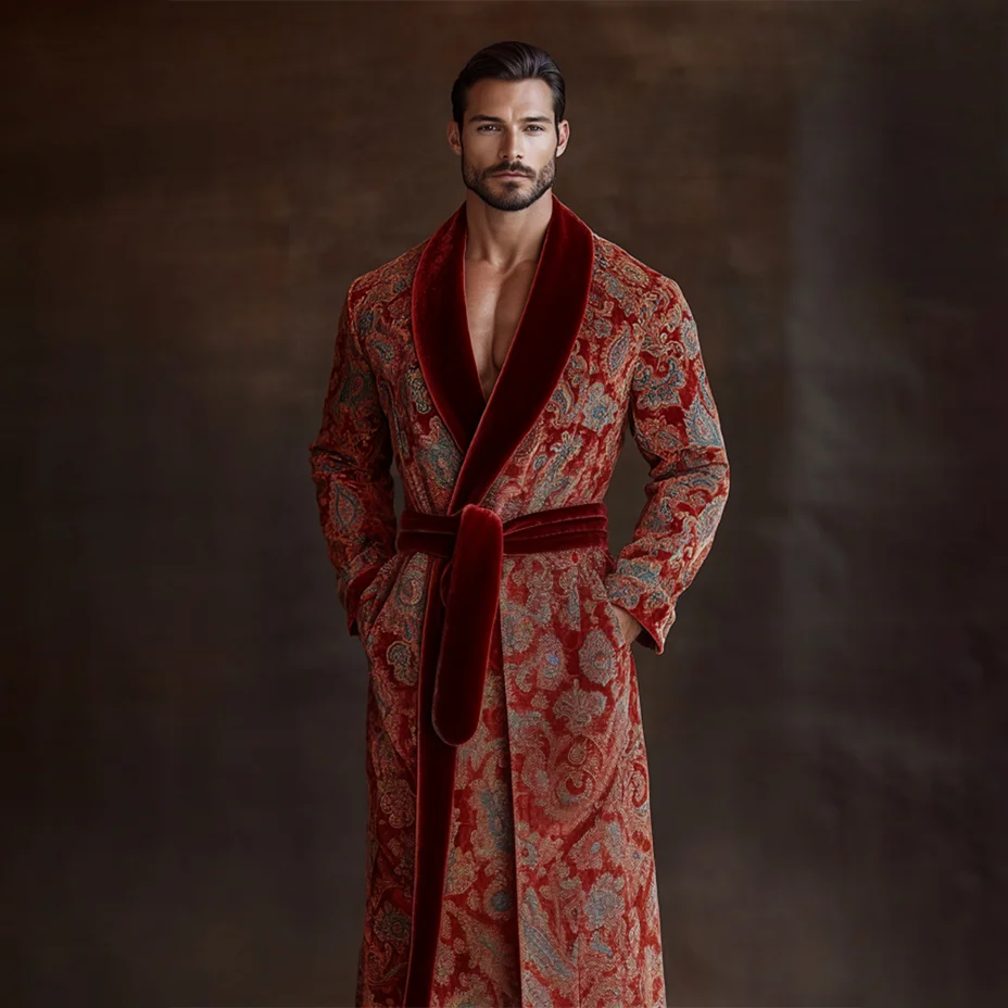 Men's Flannel Baroque Art Graphic Robe Pajamas-inspireuse