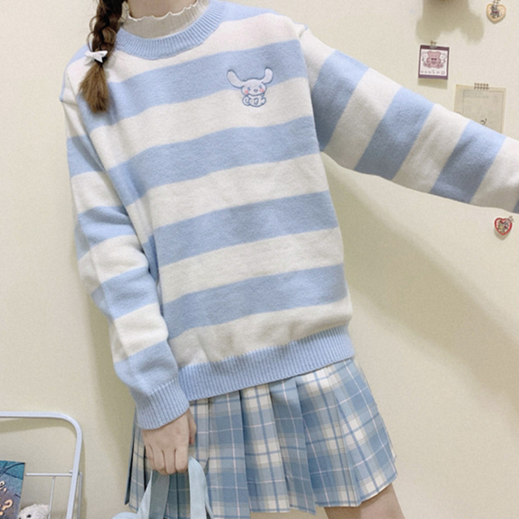 { Reservation} Cinnamon Dog Embroidered Long Sleeve Sweater SP15834