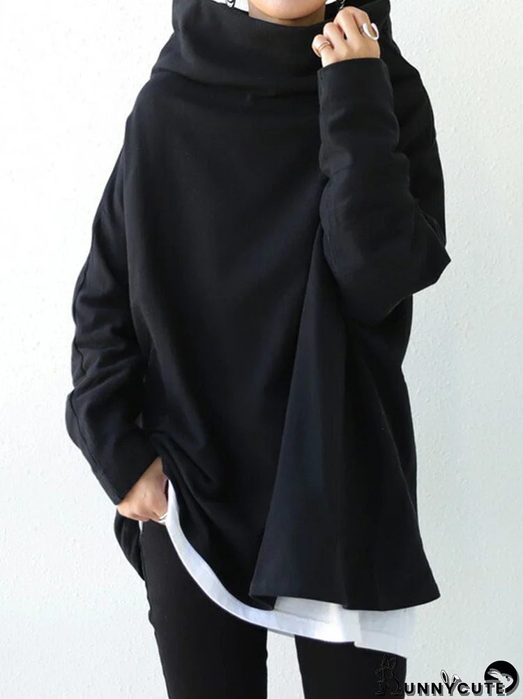 Urban Black&Gray High-Neck Long Sleeve Oversize T-Shirt