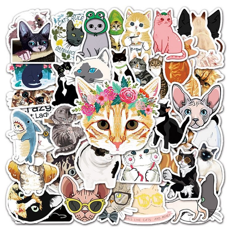 Kawaii Kitten Waterproof Stickers pack of 50