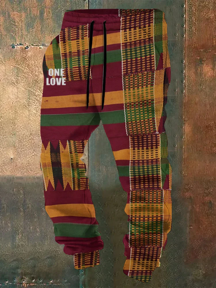 Men's Reggae One Love Ethnic Plaid Art Sweatpants