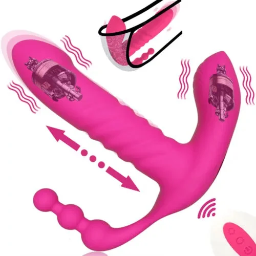 pornhint Pornhint Wearable Telescopic Thrusting Dildo Vibrator G-Spot Anal Clit Massager Sex Toys