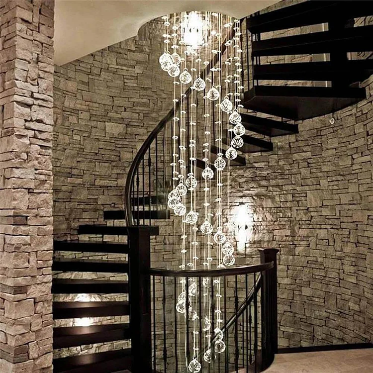 Modern Crystal Spiral Raindrop Chandelier Ceiling Light For Staircase