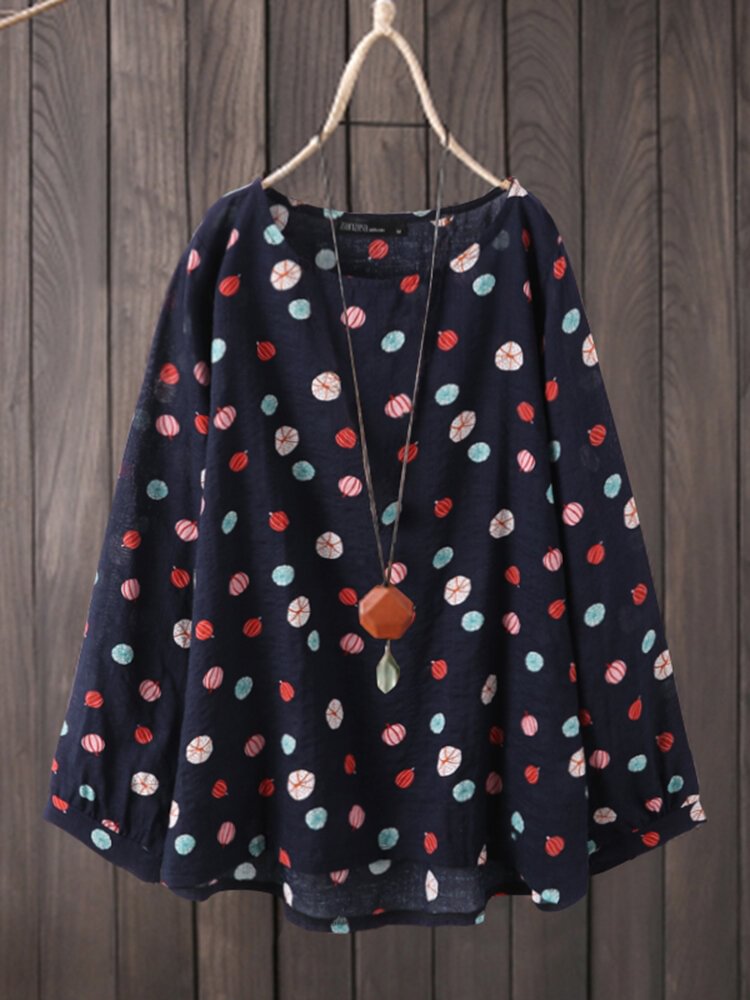 Cartoon Fruit Print Long Sleeve Casual Blouse for Women P1798120