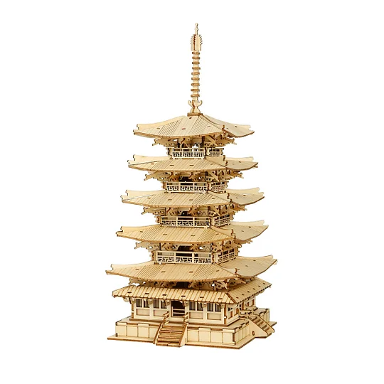 [Only Ship To U.S.] Rolife DIY Five-storied Pagoda 3D Wooden Puzzle TGN02 | Robotime Online