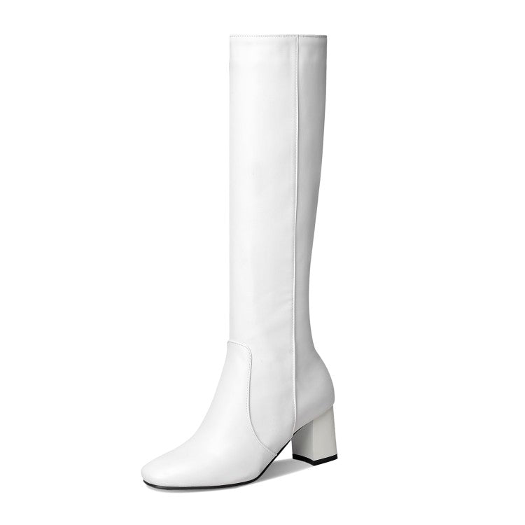 VCSHOES Side Zippers Block Heel Platform Tall Boots