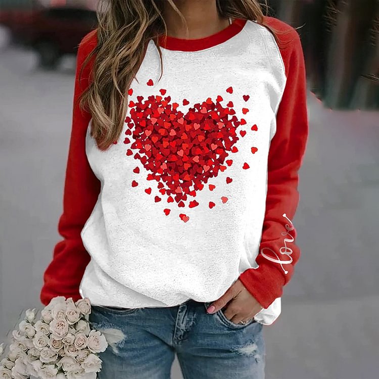 Comstylish Women'S Valentine'S Day Love Round Neck Casual Sweatshirt