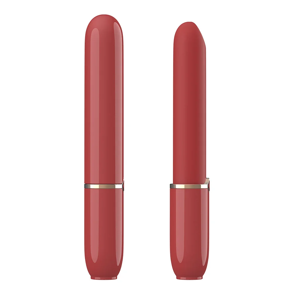 Portable Rechargeable Sleek Red Lipstick Vibrator - Rose Toy