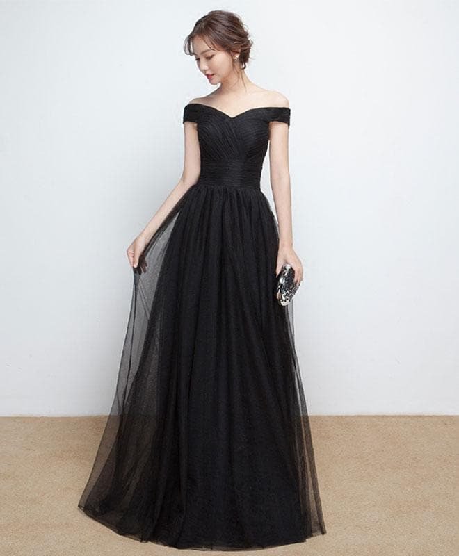 Black Tulle Long Prom Dress, Black Evening Dress