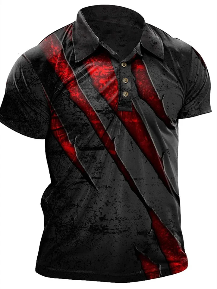 Men's Henley Shirt Tee Graphic Claw Marks Henley Clothing Apparel 3D Print Outdoor Daily Short Sleeve Button-Down Print Fashion Casual Comfortable-Cosfine